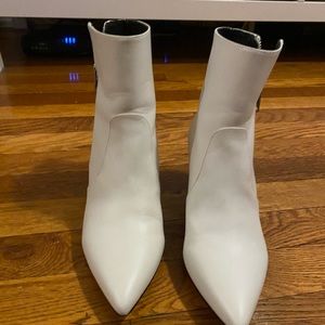 All saint white leather booties